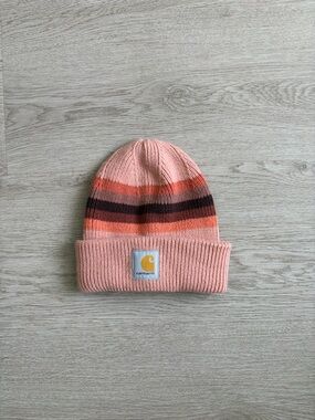 Carhartt Peach Pink Striped Knit Beanie